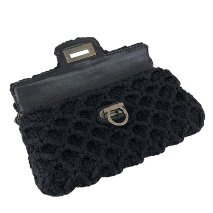 Salvatore Ferragamo Gancini Chain Shoulder bag Black Vintage phcpax