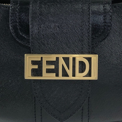 FENDI Logo Shoulder bag Black Vintage zjfy53