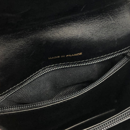 CELINE Gancini Leather Round Crossbody Shoulder bag Black Vintage 5ec6bk