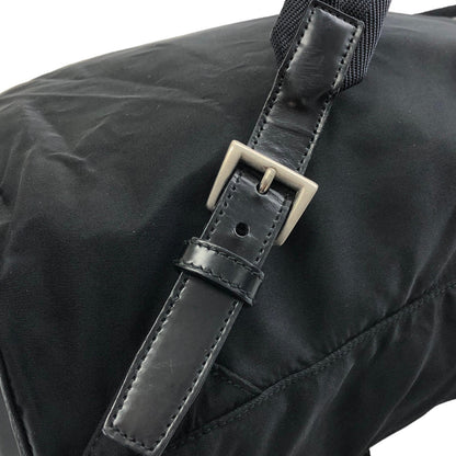 PRADA Triangle Logo Front Buckle Nylon Backpack Black Vintage c68je8