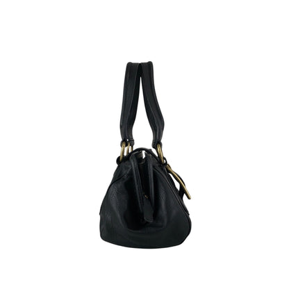 CELINE Front Buckle Small Boston bag Handbag Black Vintage nxugts