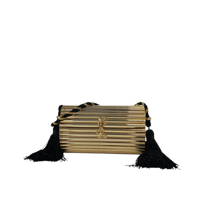 Yves Saint Laurent YSL Logo Metal Clasp Shoulder bag Gold Vintage wtcj8d