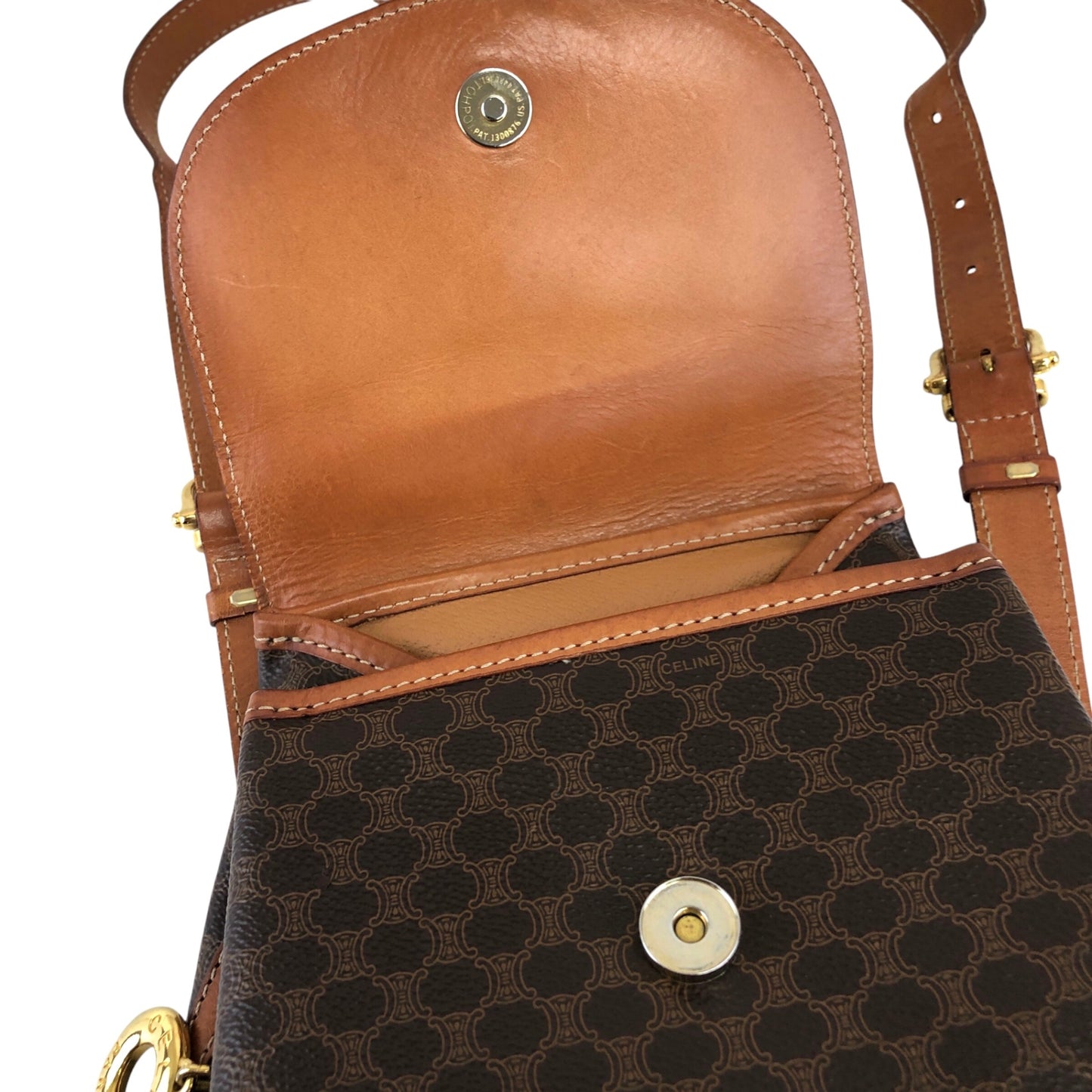 CELINE Macadam 圓形標誌吊飾背包棕色復古 idh7rg