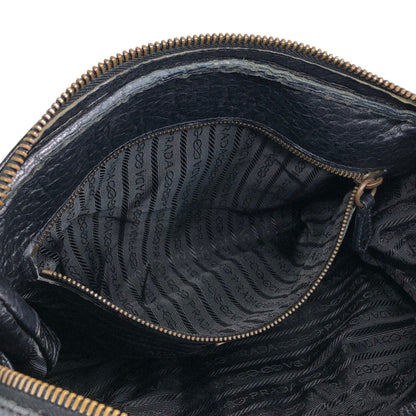 PRADA Triangle Logo Front Pocket Totebag Black Vintage 8vzd5r