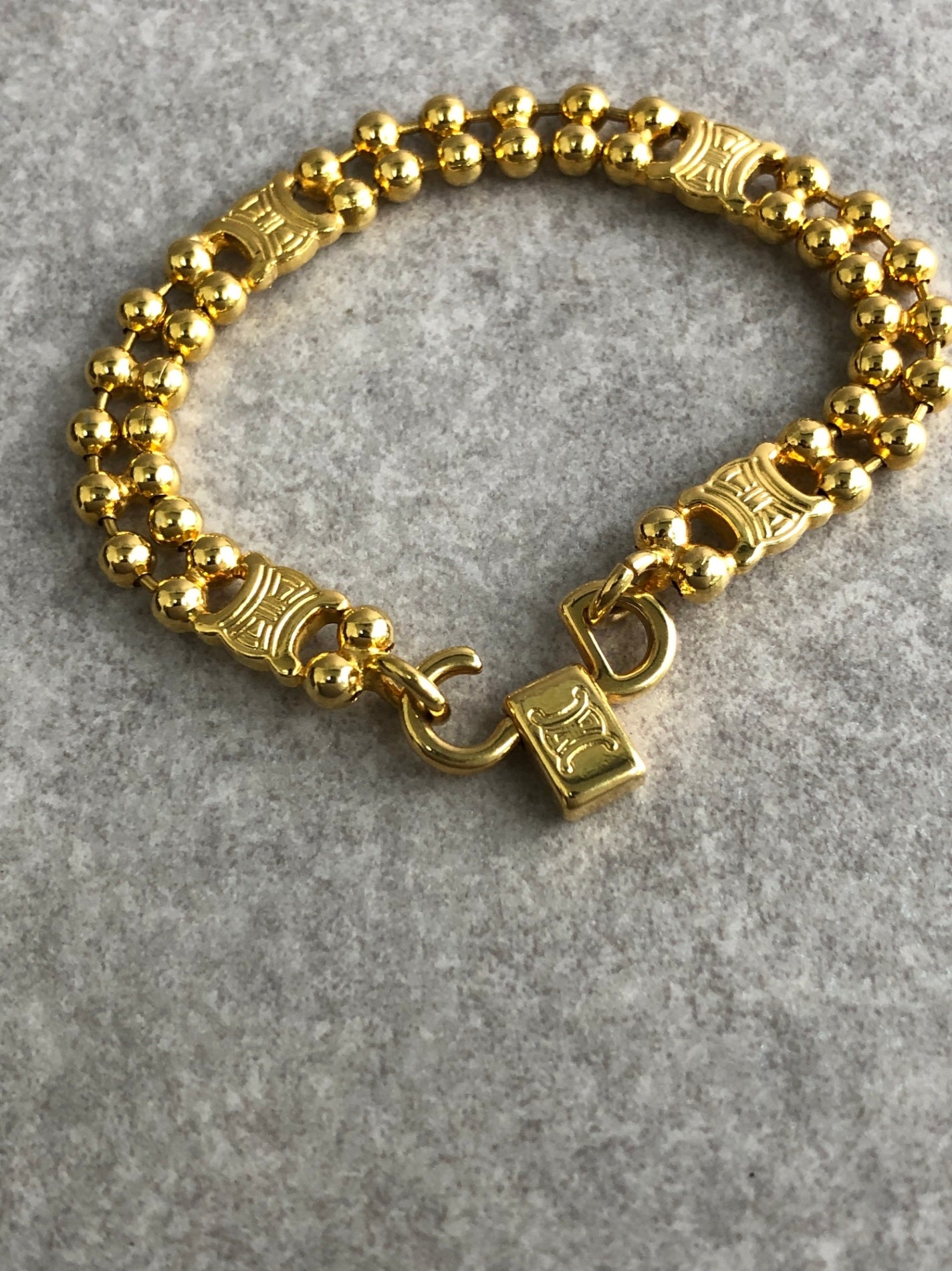 CELINE Triomphe Bracelet Gold Vintage 7da5xz