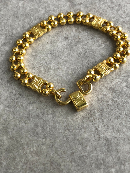 CELINE Triomphe Bracelet Gold Vintage 7da5xz