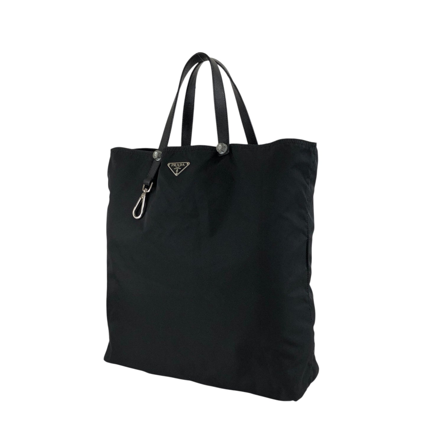 PRADA Tessuto Triangle Logo Handbag Totebag Black Vintage 7gtv72