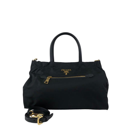 PRADA Logo Two-way Small Boston bag Shoulder bag Black Vintage 453265