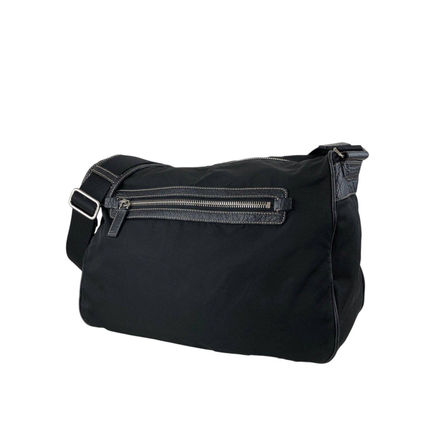 PRADA Tessuto Triangle Logo Shoulder bag Black Vintage w53g57