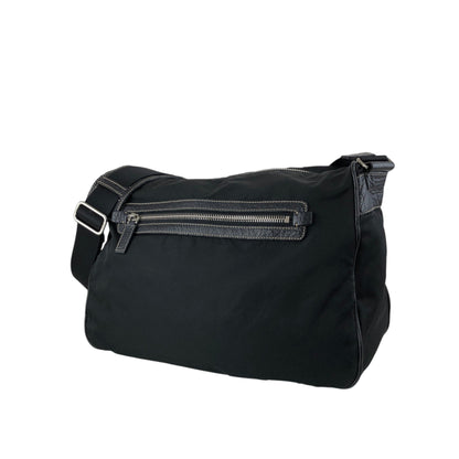 PRADA Tessuto Triangle Logo Shoulder bag Black Vintage w53g57