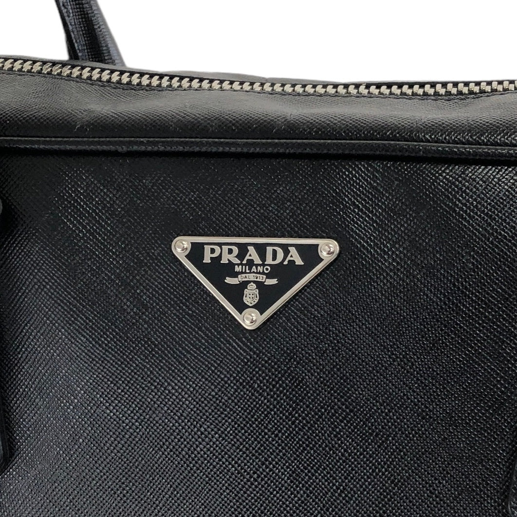 PRADA Saffiano Leather Handbag Black Vintage sxb4g6