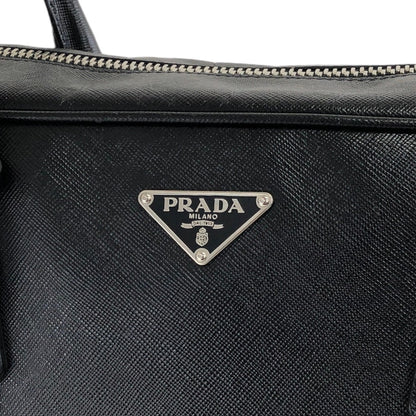 PRADA Saffiano Leather Handbag Black Vintage sxb4g6