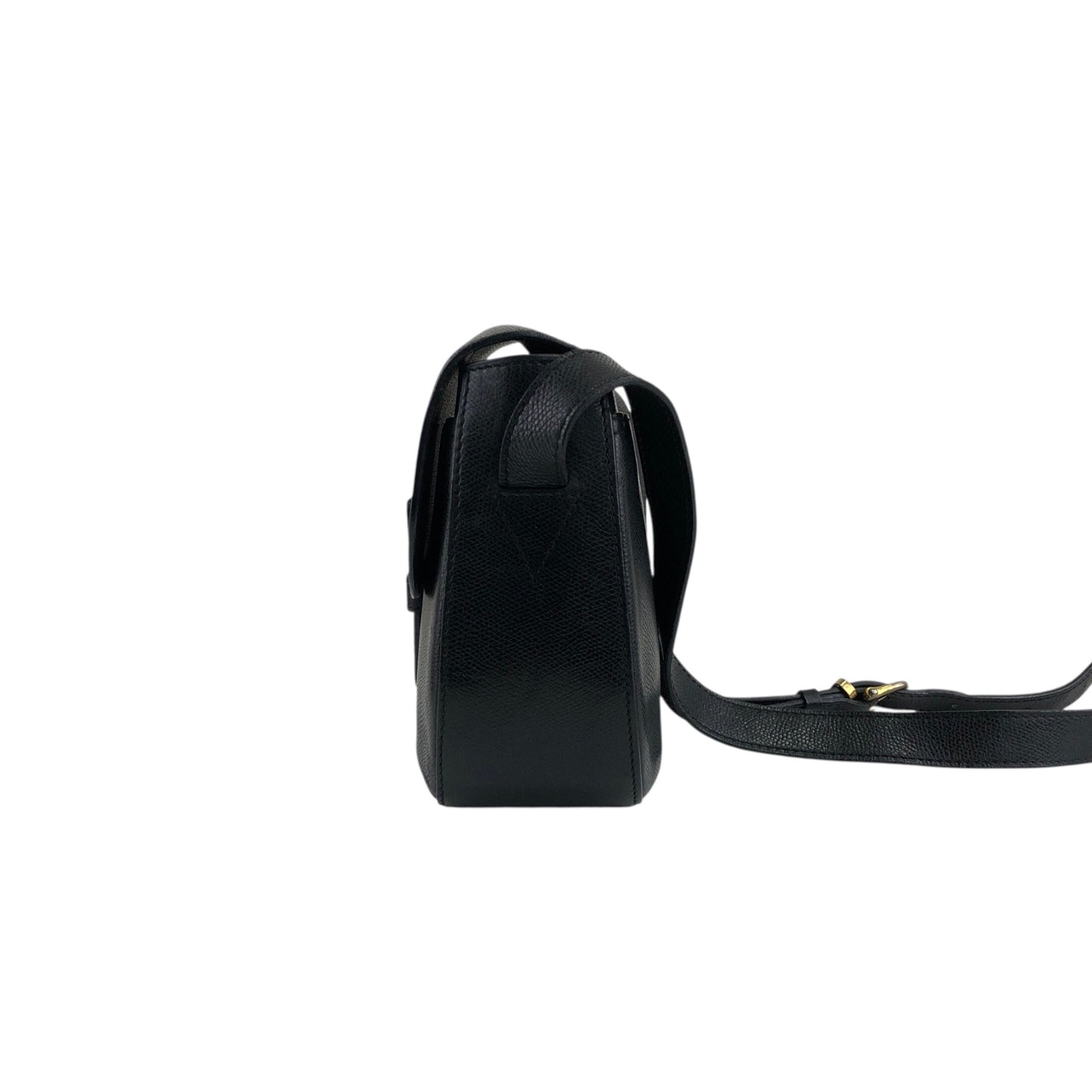 CELINE Logo Embossed Shoulder bag Black Vintage 4r7t24