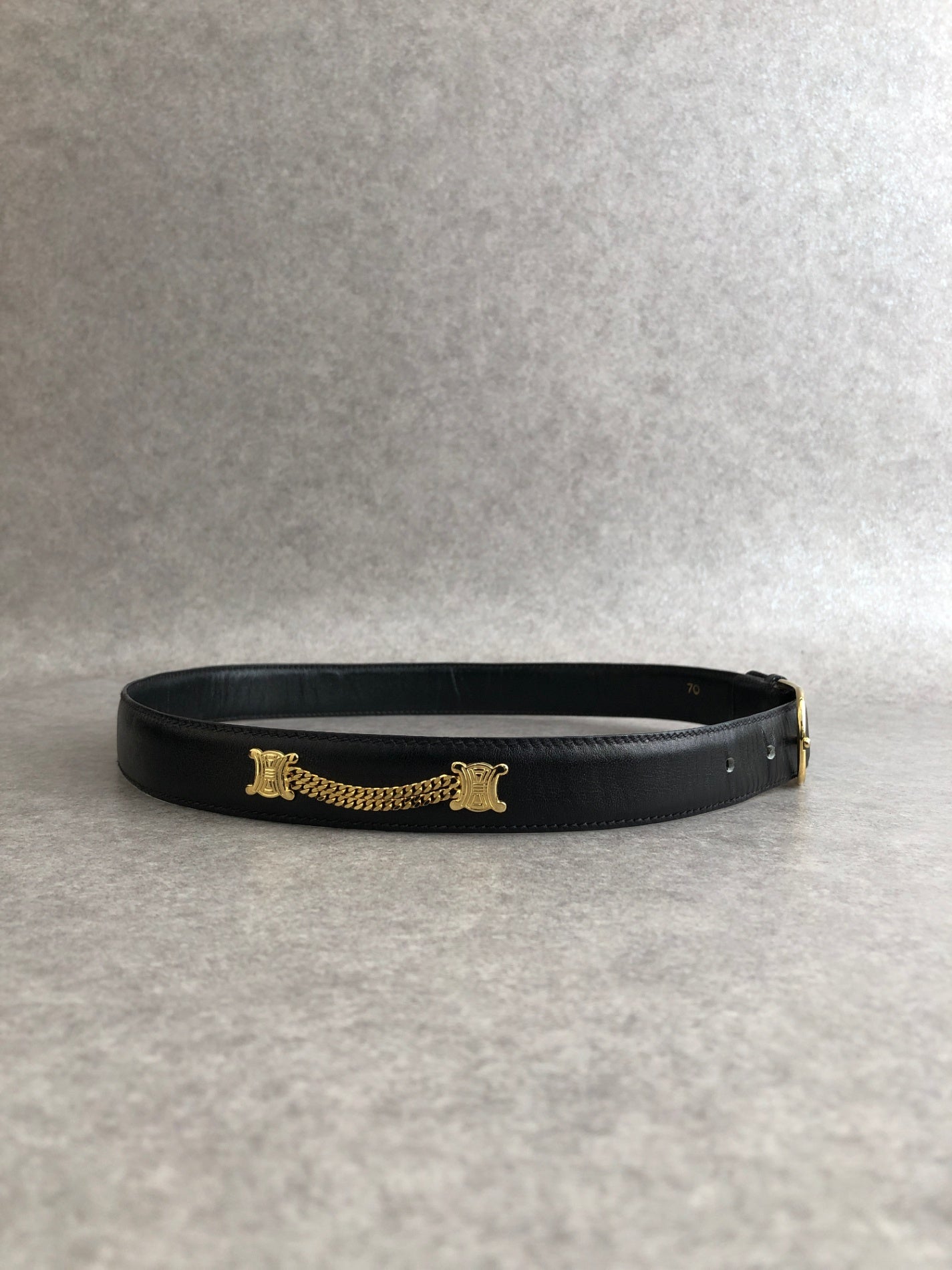 CELINE Triomphe Belt Black Vintage uw4euk