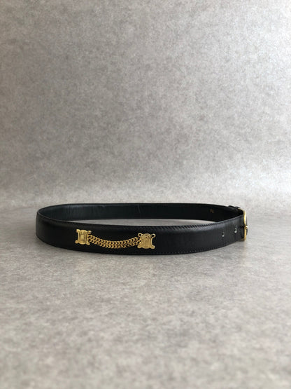 CELINE Triomphe Belt Black Vintage uw4euk