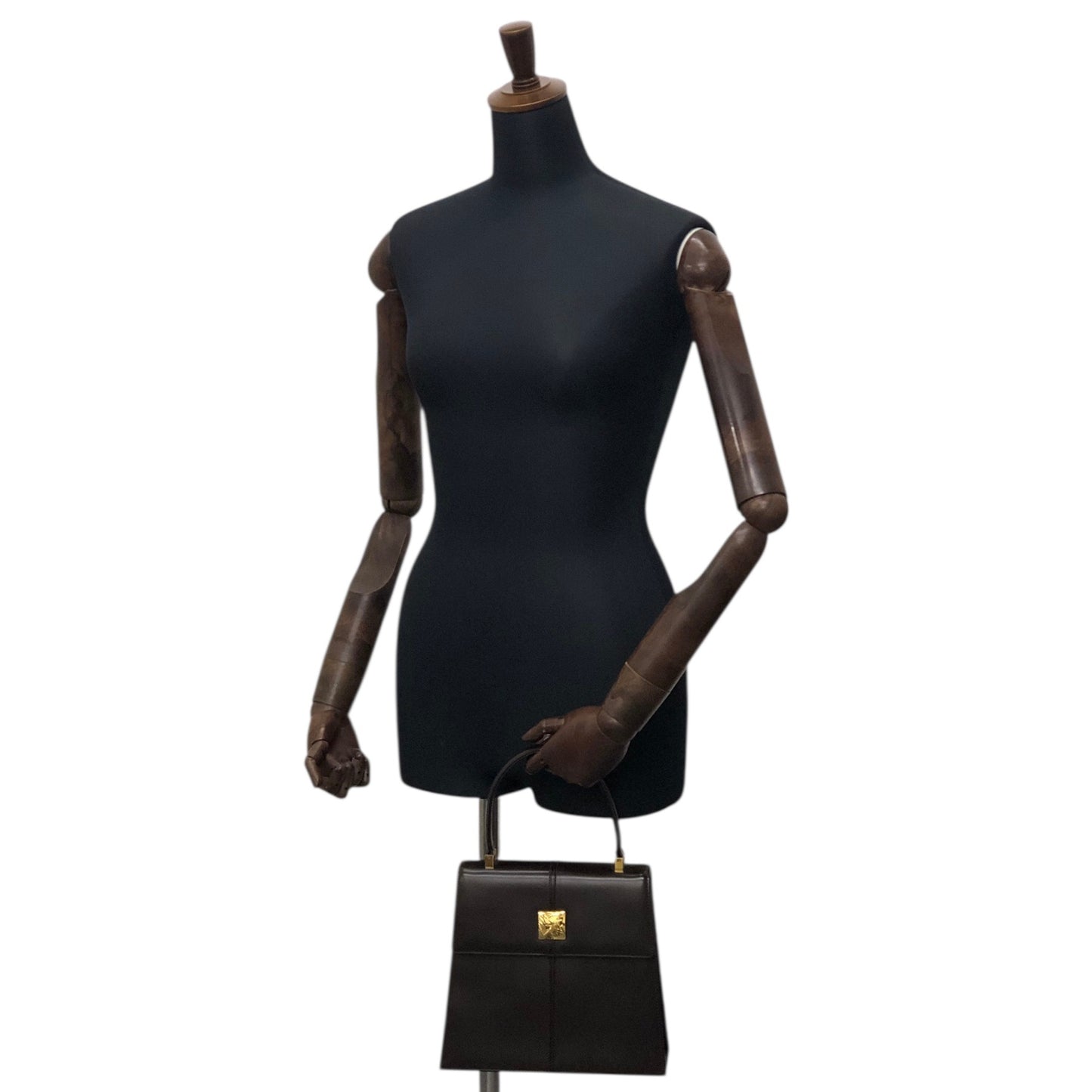 Yves Saint Laurent YSL Logo Top Handle Handbag Brown Vintage 3bhgkg