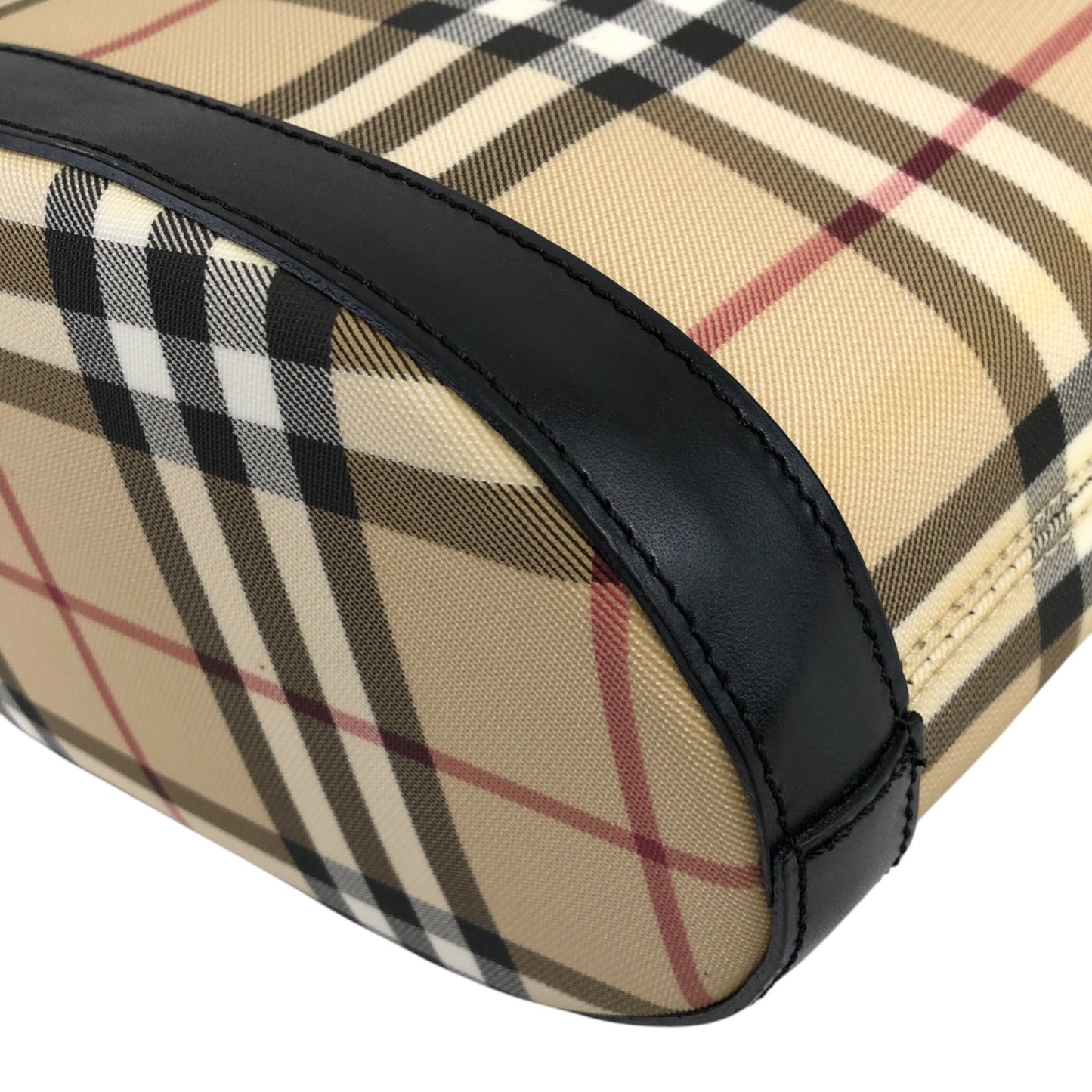 BURBERRY Check Totebag Beige×Black Vintage axf6bg