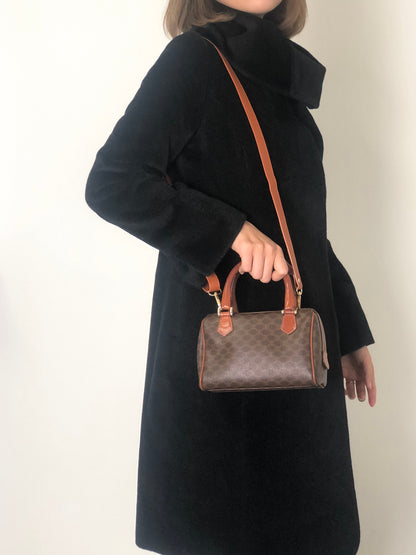 CELINE Macadam Two-way Small Boston bag Shoulder bag Brown Vintage 8fppkm