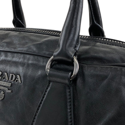 PRADA Logo Handbag Boston bag Black Vintage 2ces57