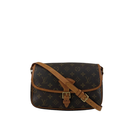 LOUIS VUITTON Monogram Front Buckle Shoulder bag Brown Vintage ijy8tn
