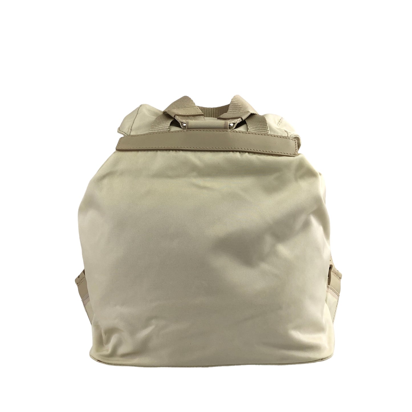 PRADA Triangle Logo Double Pocket Nylon Backpack Ivory Vintage heratz