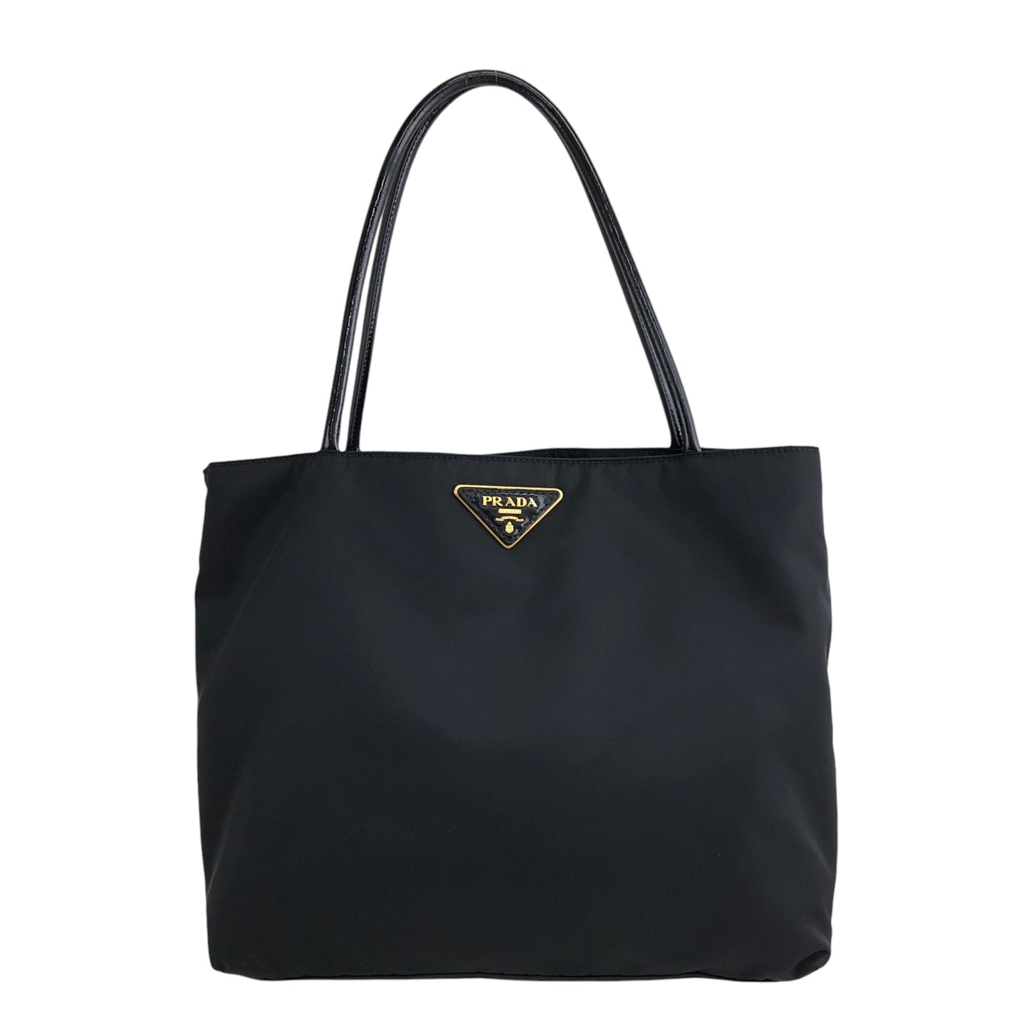 PRADA Triangle Logo Nylon Handbag Totebag Black Vintage gpk8yf