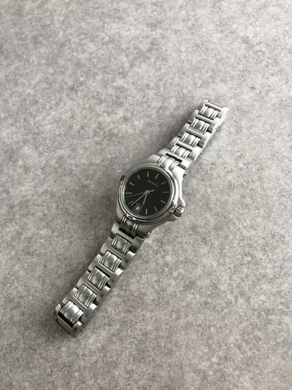 GUCCI Logo Quartz Watch Silver 9040L Vintage d4t5bp