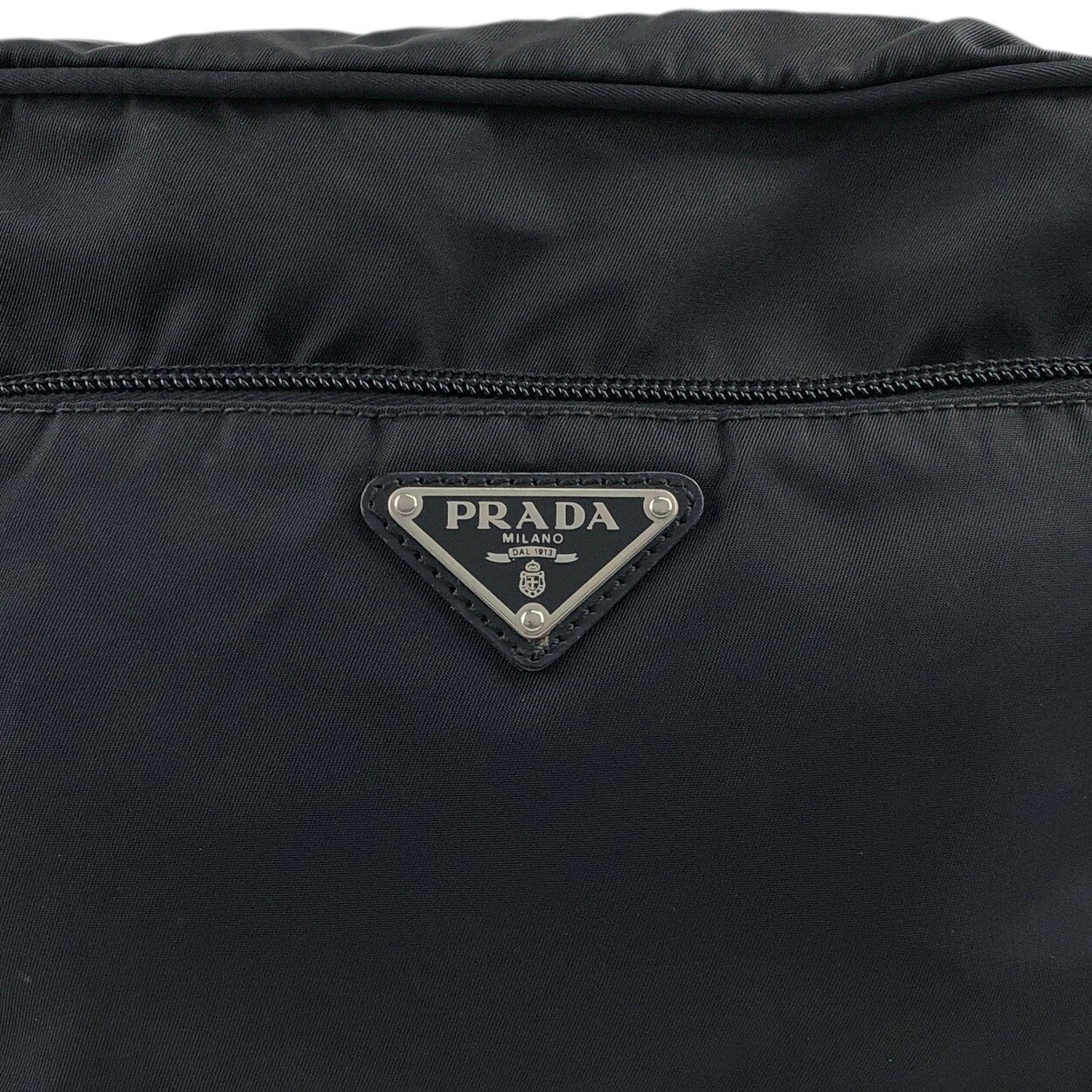 PRADA Tessuto Triangle Logo Shoulder bag Black Vintage bsftsu