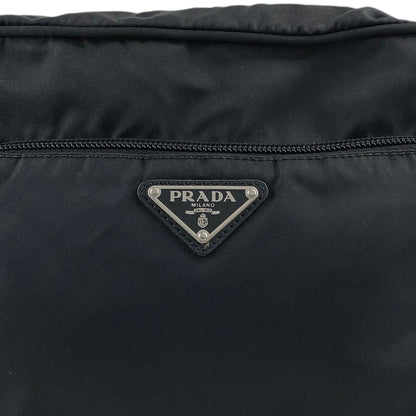 PRADA Tessuto Triangle Logo Shoulder bag Black Vintage bsftsu