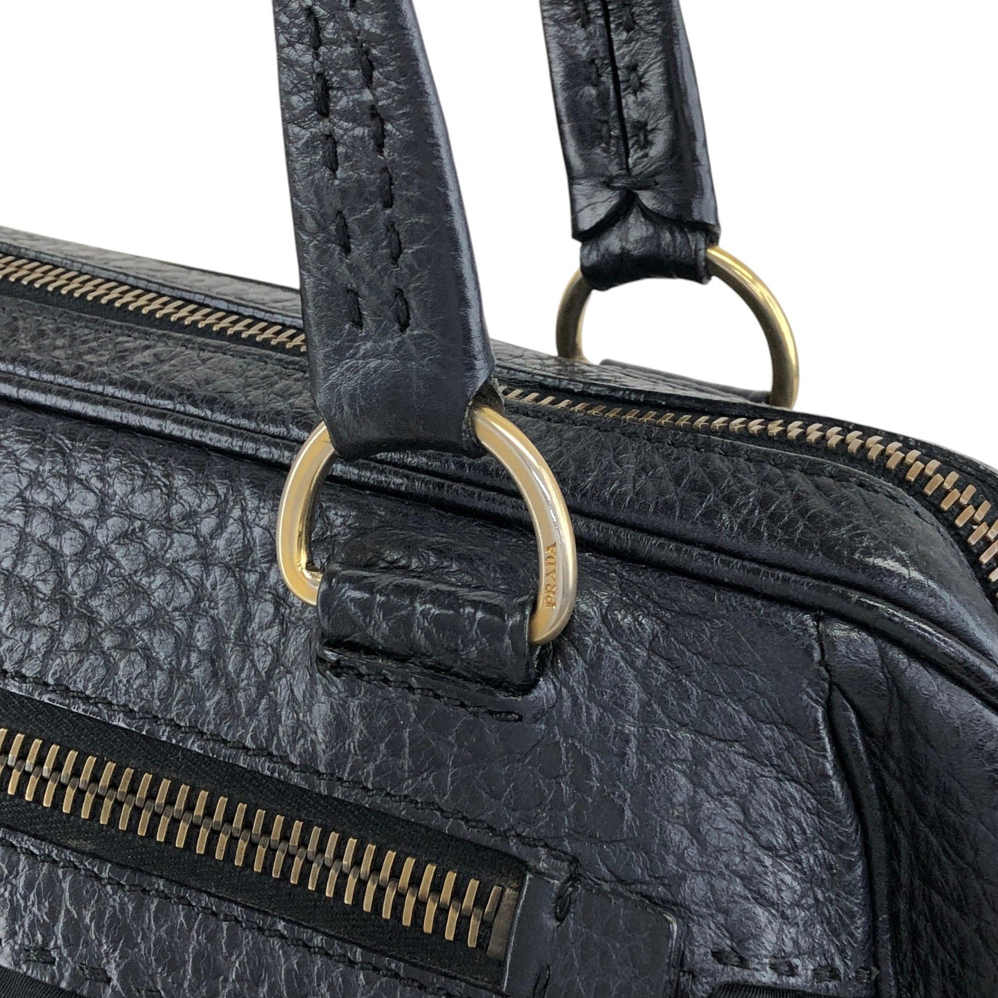 PRADA Triangle Logo Front Pocket Totebag Black Vintage 8vzd5r