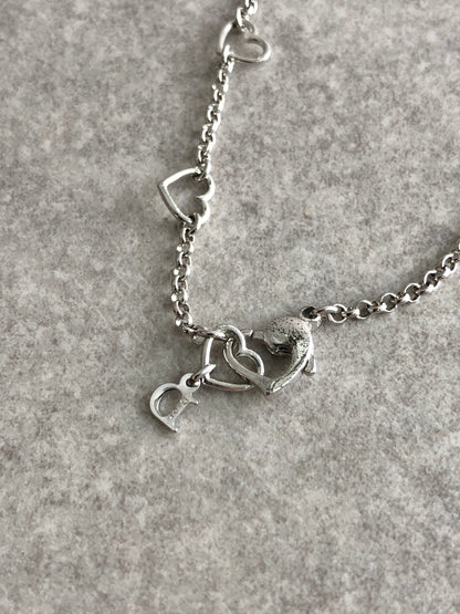 Christian Dior Heart Motif Necklace Silver Vintage i8mpxg