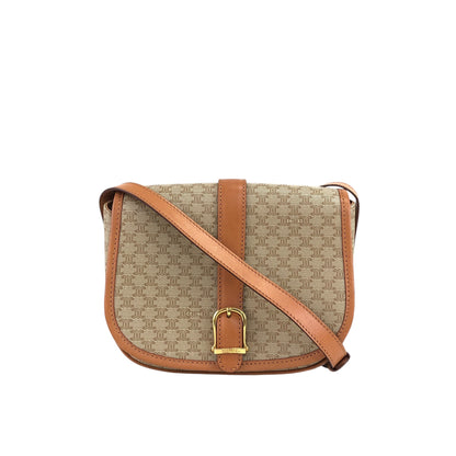 CELINE Macadam Front Buckle Shoulder bag Beige Vintage dw7z6k