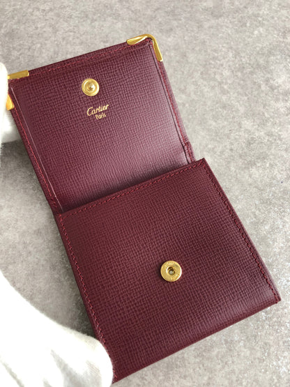 Cartier Logo Coin Purse Bordeaux Vintage 7pxaxi