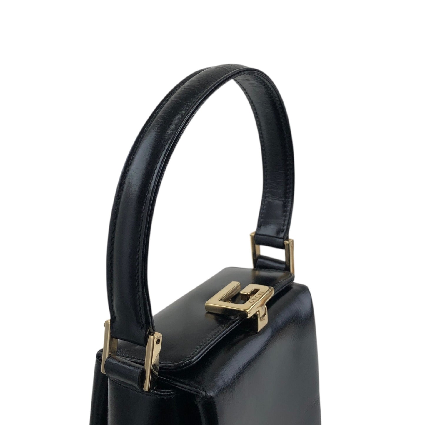 GUCCI Logo Small Handbag Black Vintage xwdrnw