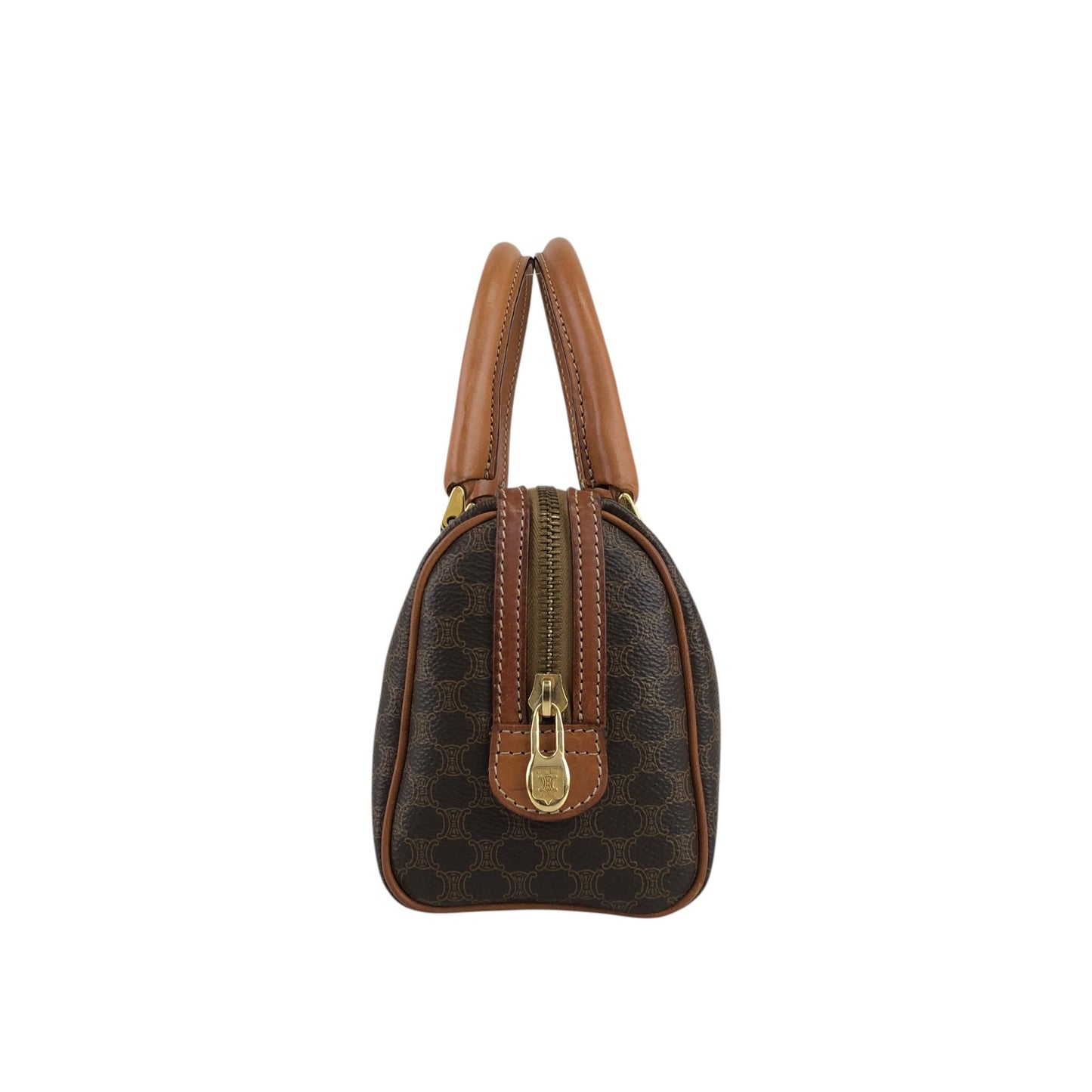 CELINE Macadam Two-way Handbag Shoulder bag Brown Vintage irexp5