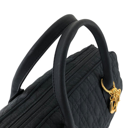 Christian Dior Cannage Logo Charm Handbag Boston bag Black Vintage t3p5um