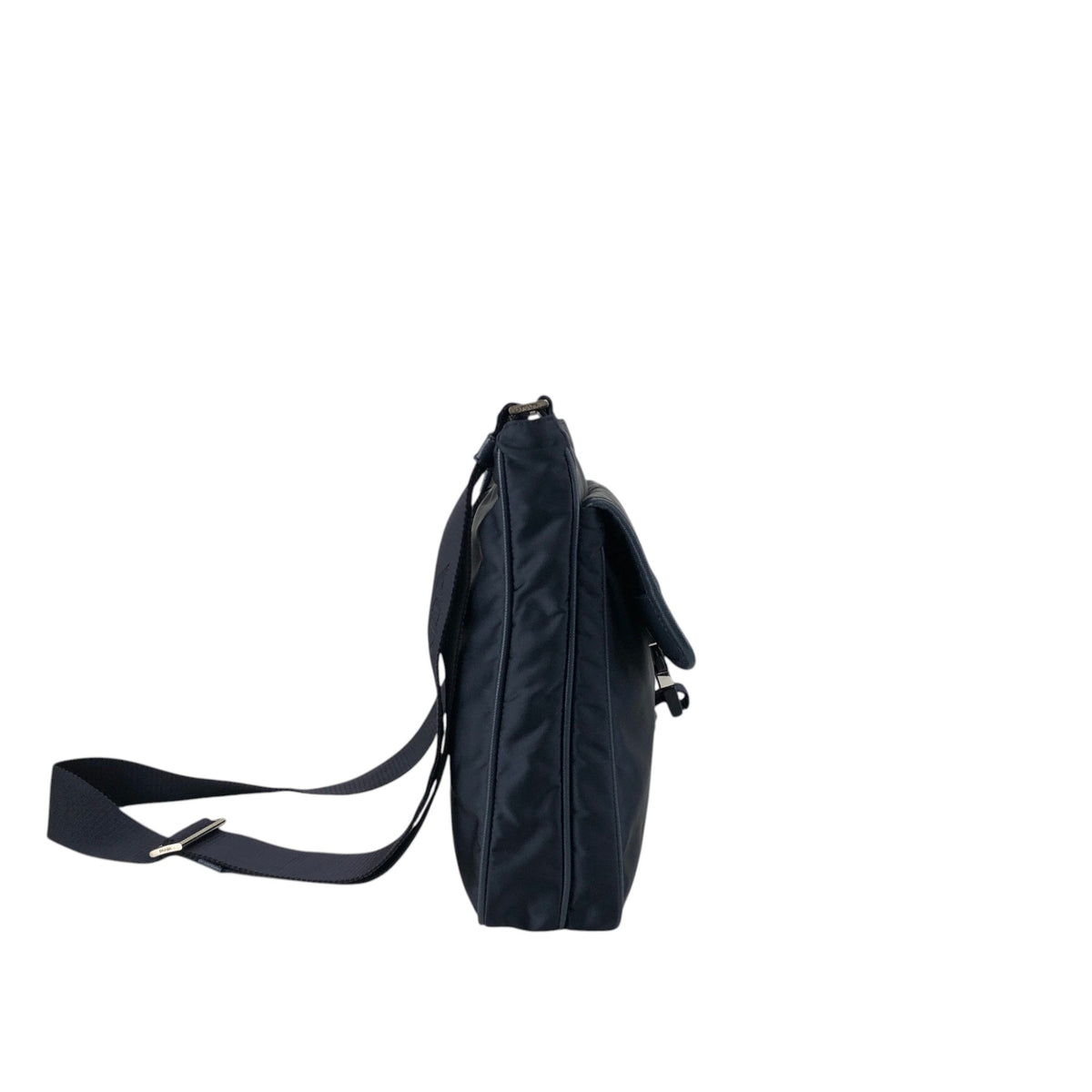 PRADA Logo Front Buckle Shoulder bag Navy Vintage eiigp4