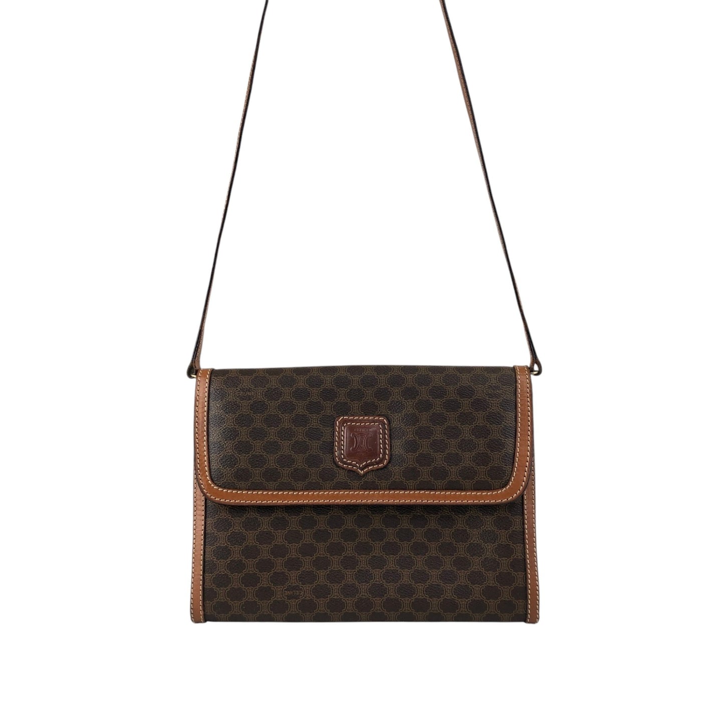CELINE Macadam Blason Shoulder bag Brown Vintage emwcwc