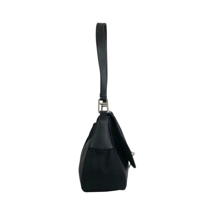 PRADA Triangle Logo Front Buckle Shoulder bag Black Vintage dwjuwu