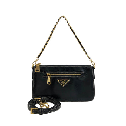 PRADA Triangle Logo Two-way Small Handbag Shoulder bag Black Vintage 4ndzyf