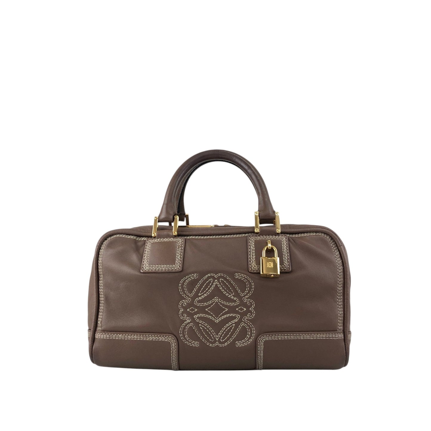 LOEWE Amazona28 Anagram Handbag Boston bag Brown Vintage f75cvh