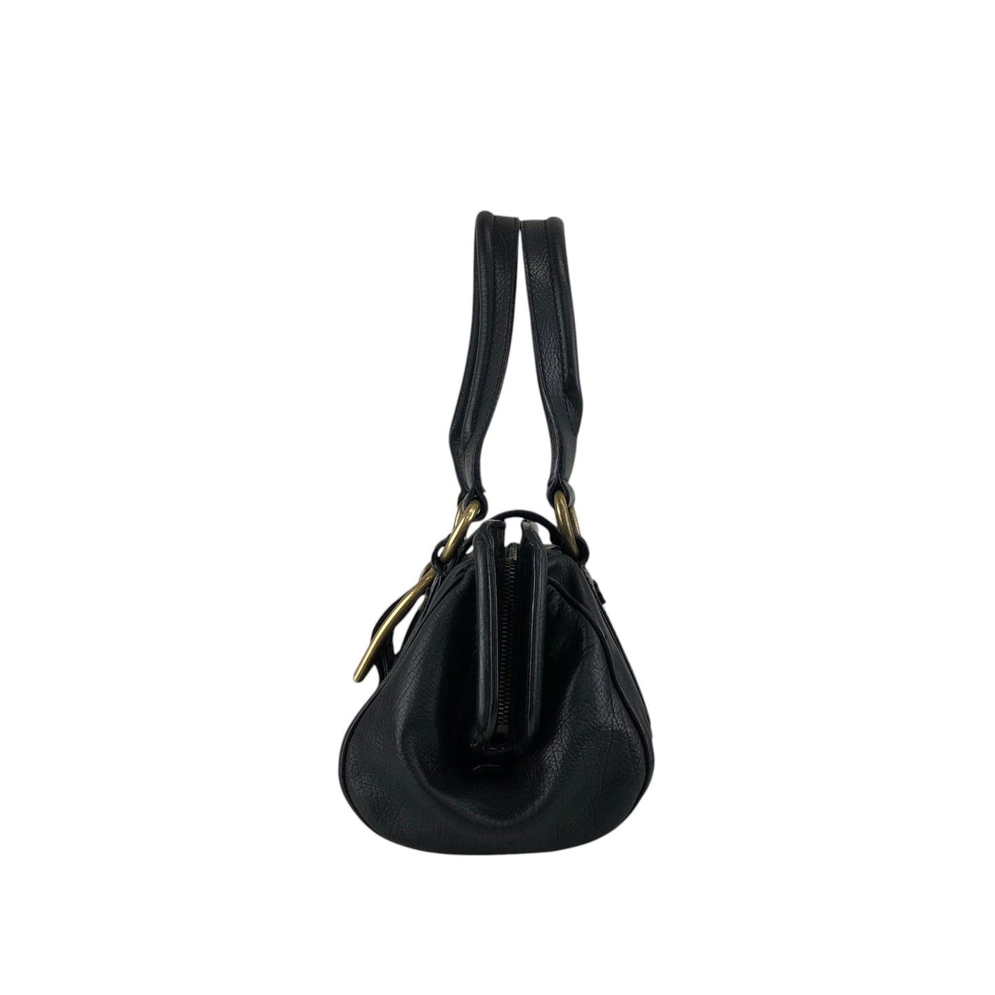 CELINE Front Buckle Small Boston bag Handbag Black Vintage nxugts
