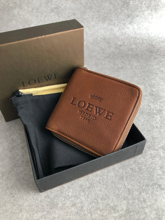 LOEWE Logo Embossed Folded Wallet Brown Vintage 8jjfbt
