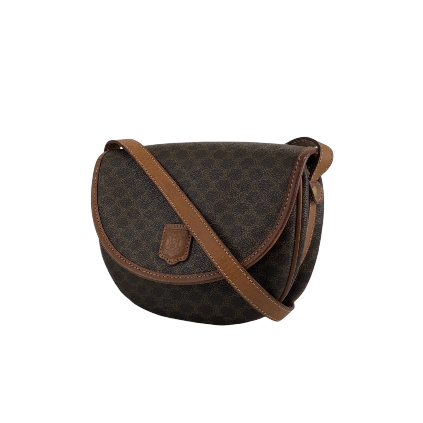 CELINE Macadam Blason Round Shoulder bag Brown Vintage afajii