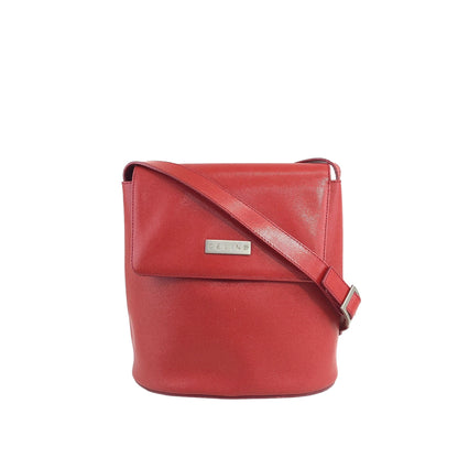 CELINE Logo Shoulder bag Red Vintage pzggnu