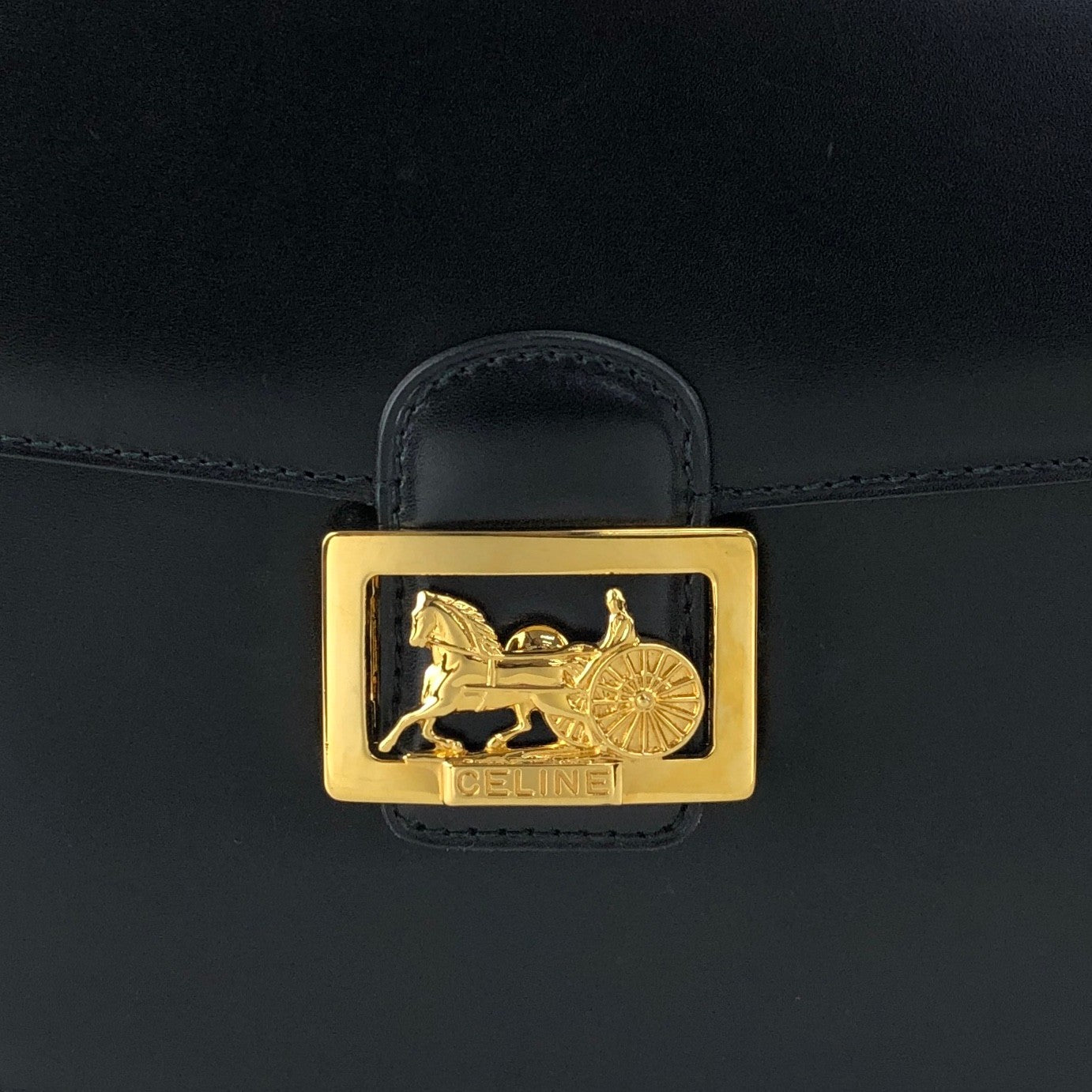 CELINE Horse Carriage Shoulder bag Black Vintage gr8nyt