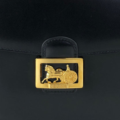CELINE Horse Carriage Shoulder bag Black Vintage gr8nyt