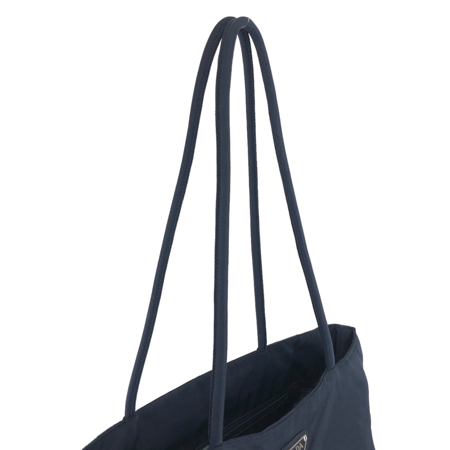 PRADA Triangle Logo Handbag Totebag Navy Vintage 7s5abw