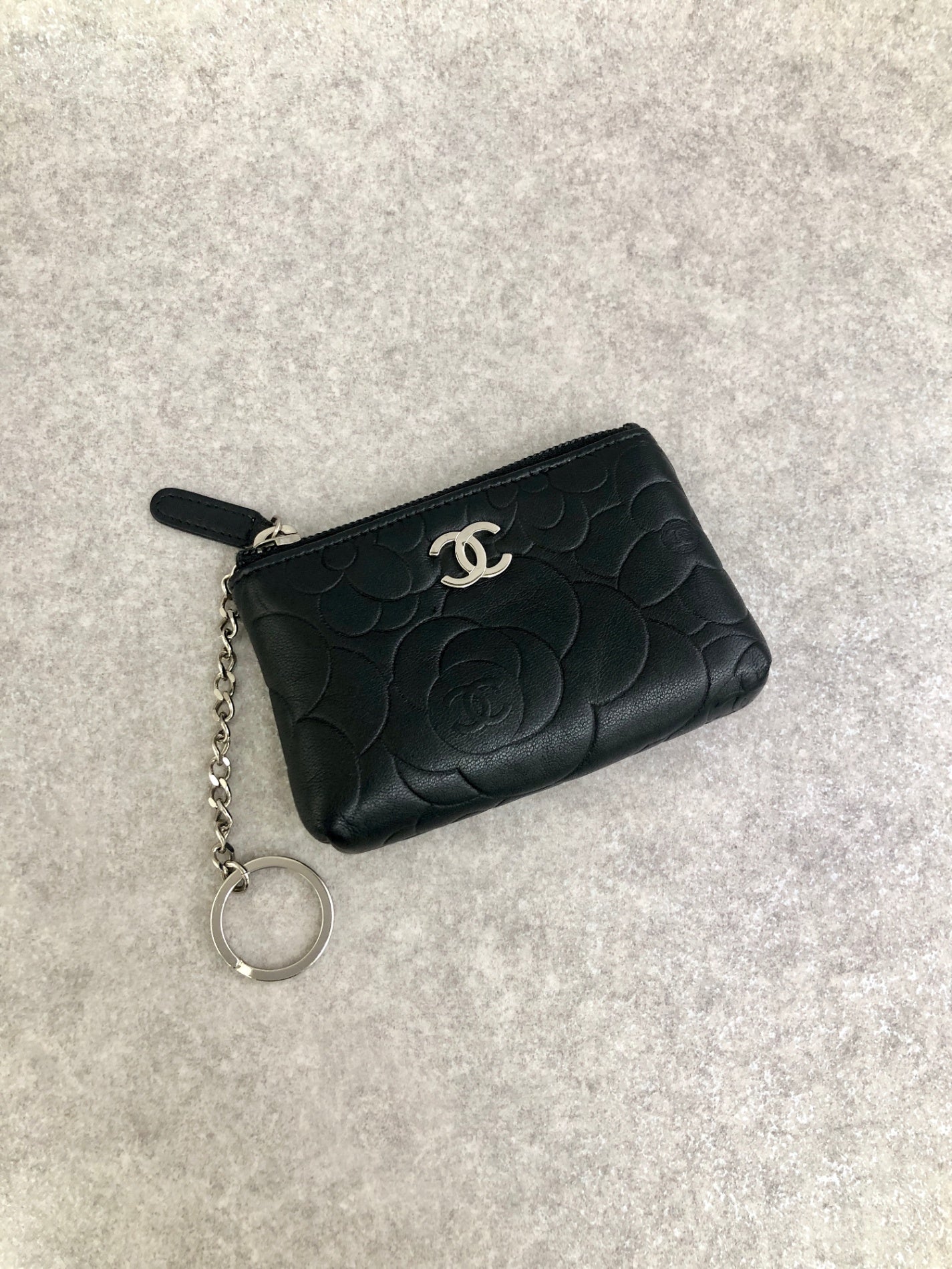 CHANEL Coco Mark Coin Purse Black Vintage 2d2jyd