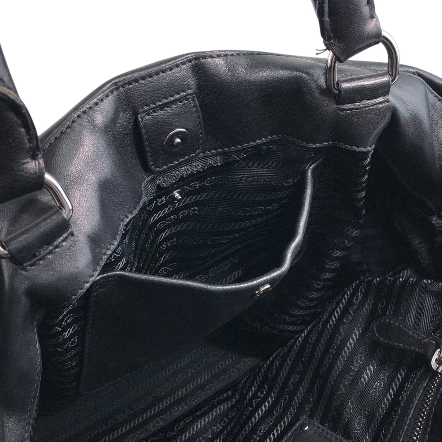 PRADA Logo Handbag Black Vintage bkzmzt
